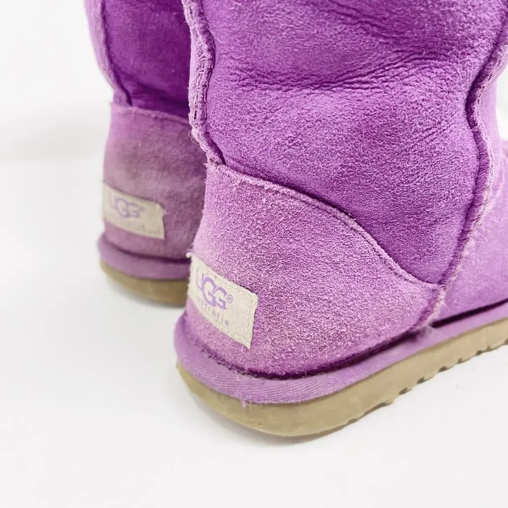 UGG Womens 5 Classic Short Boots Purple Ruby Suede Leather Cozy Lounge Warm Soft